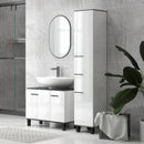 Mobile Sottolavabo da Bagno con Armadietto 2 Ante 80x34x60 cm Bianco Lucido  