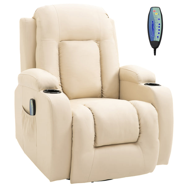 online Poltrona Relax Massaggiante e Reclinabile 85x94x104 cm in Similpelle Crema