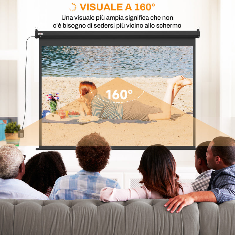 Telo Proiettore 100"" Regolabile con Telecomando Formato 4:3 203x152 cm Nero
