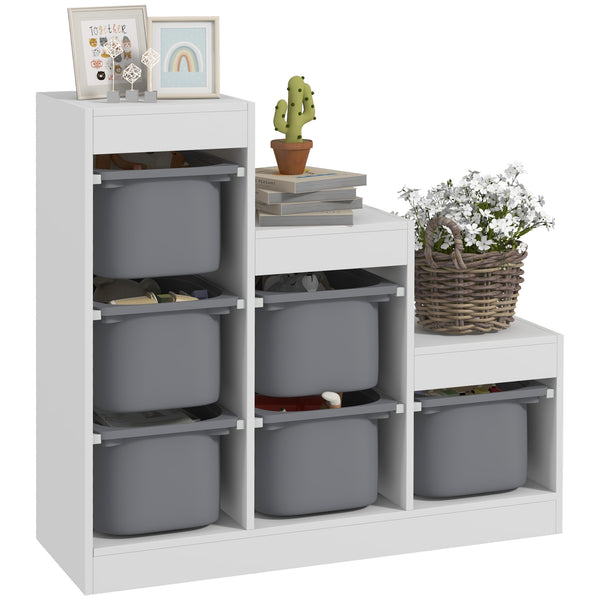 sconto Scaffale Portagiochi per Bambini a 3 Livelli 6 Contenitori 96x38,5x90 cm Grigio