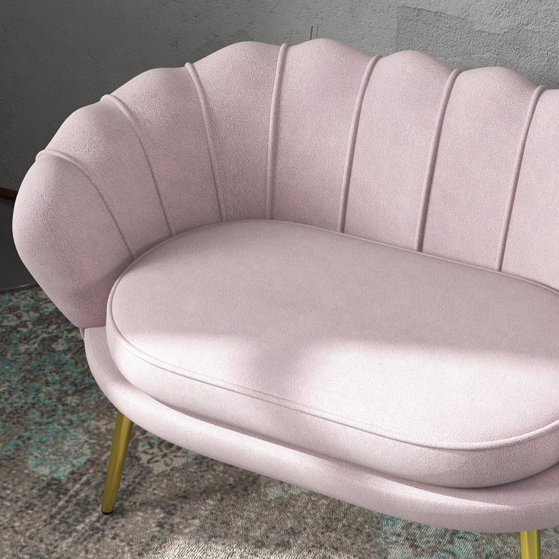 Divano 2 Posti 130x77x77 cm in Velluto Rosa  