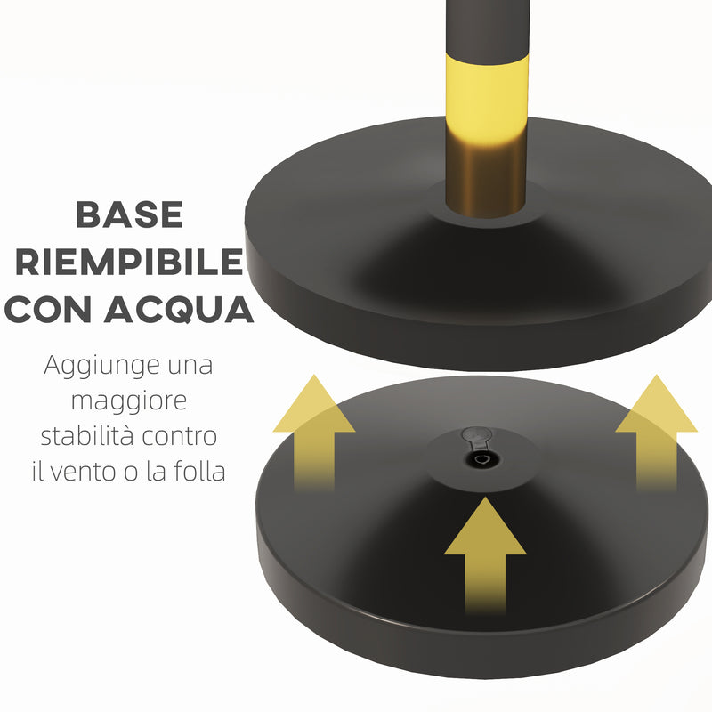 Colonnine Segnapercorso con Corda Vellutata Base Riempibile in Acciaio Inox Ø32x96 cm Nero e Oro 