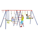 Set 3 Altalene per Bambini 435x135x177 cm con Canestro e Scaletta Multicolor