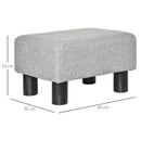 Pouf Poggiapiedi Imbottito 40x30x24 cm in Tessuto Effetto Lino Grigio