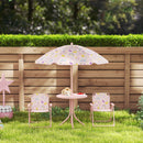 Set da Giardino per Bambini 2-5 Anni con Tavolino 2 Sedie e un Ombrellone Rosa    