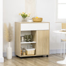 Carrello da Cucina 81x39,6x90,3 cm con Ruote in Legno Naturale