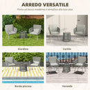 Set da Giardino 2 Sedie in Stile Boho e Tavolino in Vetro in Rattan Grigio Chiaro   