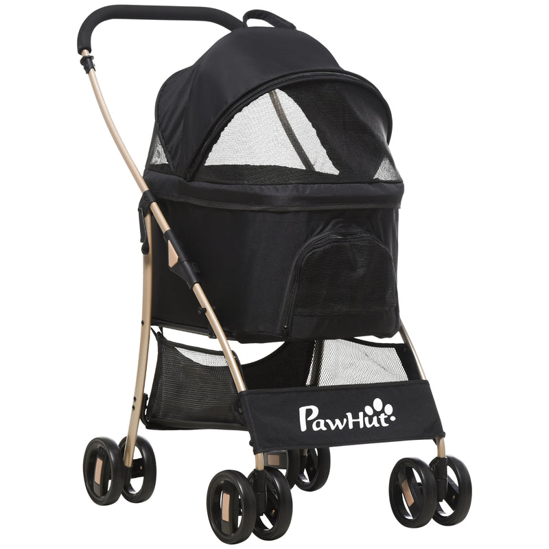 Passeggino per Cani Pieghevole 82x49,5x98 cm con Tettuccio Nero