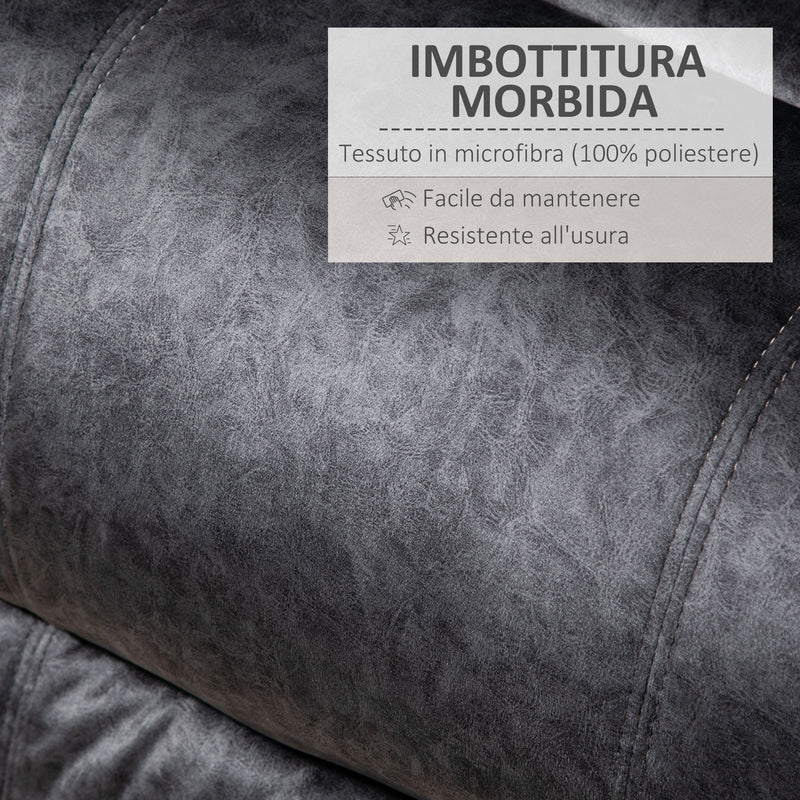 Poltrona Relax Reclinazione Manuale con Poggiapiedi Estraibile in Microfibra Nero  