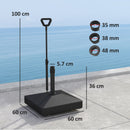 Base per Ombrellone Riempibile 60x60x100 cm con Maniglia e Ruote in HDPE Nero  