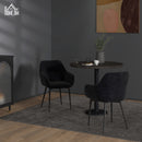 Set 2 Sedie Moderne con Braccioli 54x57x80 cm in Tessuto Effetto Velluto Nero  