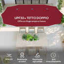 Ombrellone Doppio da Giardino 400x220x234H cm con Prese d'Aria e Manovella Nero e Rosso  
