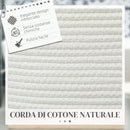 Cesto Portabiancheria Pieghevole con Manici 36L Ø38x45 cm in Cotone Naturale Bianco Crema 