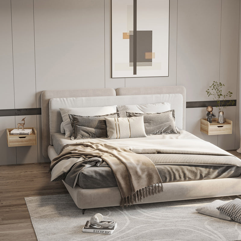 Set 2 Comodini Sospesi 40x30x19,5 cm in Truciolato Naturale