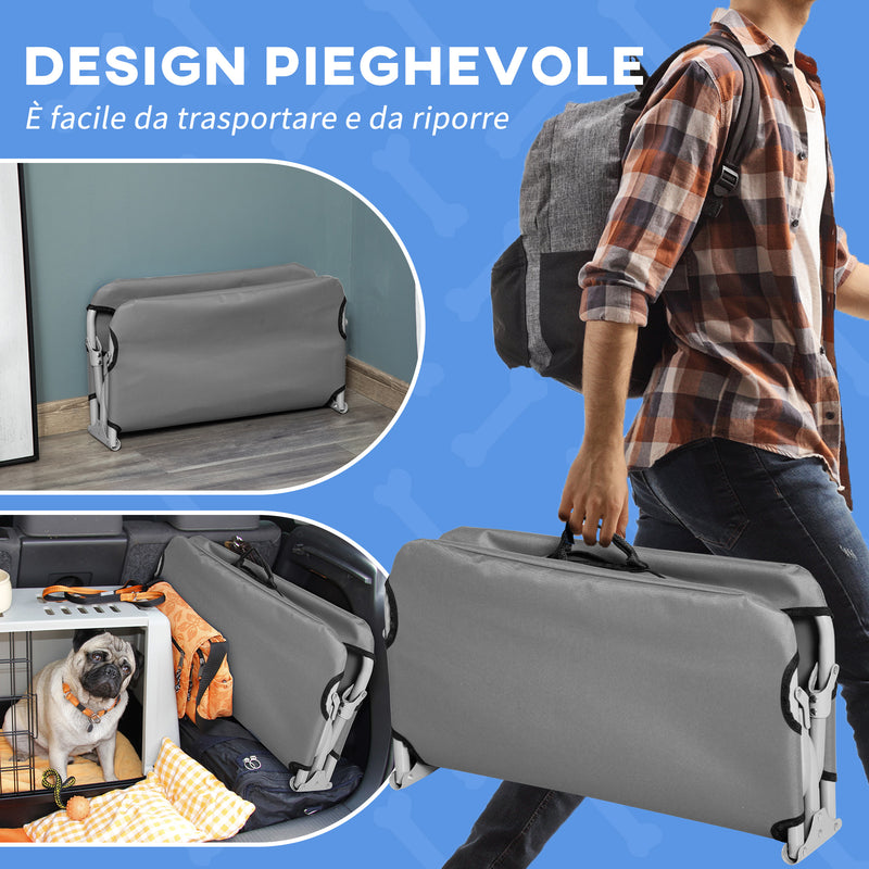 Brandina Lettino per Cani Piccoli Pieghevole 71x58x20 cm per Interno ed Esterno in Metallo e Tessuto Oxford Grigio