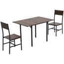 Set Tavolo e 2 Sedie da Giardino Pieghevoli in Truciolato e Acciaio Marrone rustico e Nero