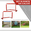 Set 2 Porte da Calcio Pieghevole da Esterno con 4 Picchetti 90x36x60 cm in Acciaio e Tetrolon Rosso