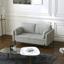 Divano 2 Posti 143x73x77 cm in Tessuto Effetto Lino Grigio