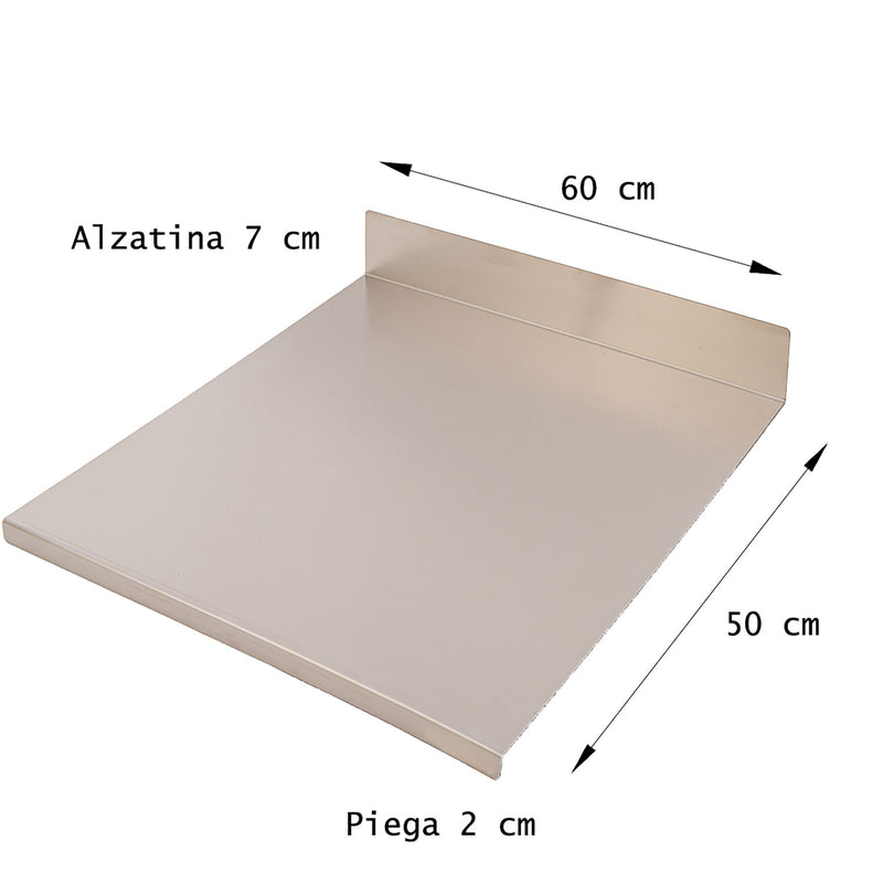 Tagliere Spianatoia per Alimenti Professionale con Alzatina 60x50 AISI 304 