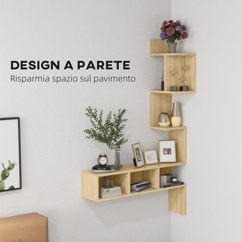 Mensola da Parete 80x20x128,5 cm Ripiani Aperti in MDF Rovere