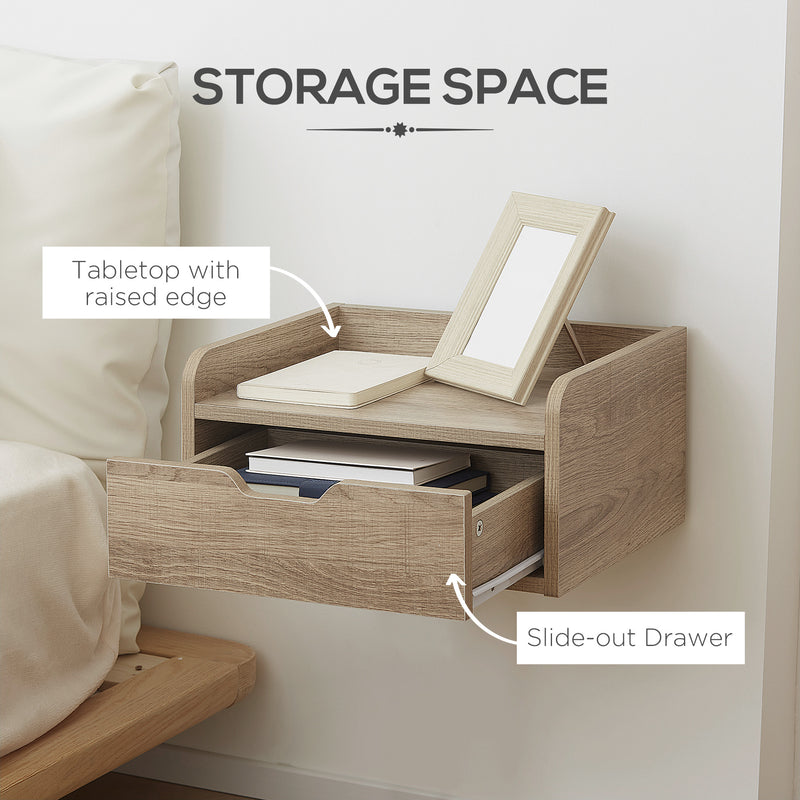 Set 2 Comodini Sospesi 40x30x19,5 cm in Truciolato Naturale