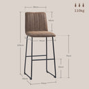 Set 2 Sgabelli da Bar con Poggiapiedi 44x50x109 cm in Pelle PU Marrone Scuro 
