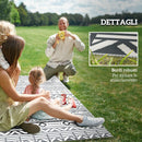 Tappeto da Esterno Reversibile 182x274 cm con Motivo Geometrico e Borsa Inclusa Grigio e Bianco   