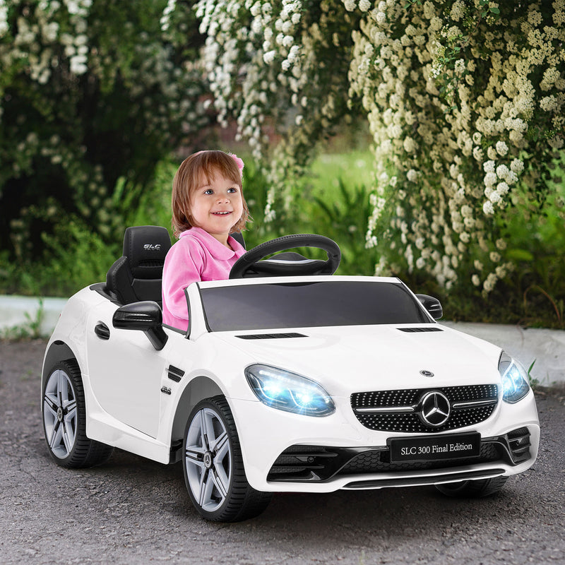 Macchina Elettrica per Bambini Licenza Mercedes SLC 300 con Telecomando Bianco  