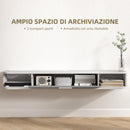 Mobile TV Sospeso 2 Ripiani e 1 Vano Chiuso a Ribalta 120x26x16 cm Bianco e Grigio 