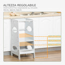 Torre Montessoriana per Bambini 3-6 Anni 40x50x90 cm con Altezza Regolabile in MDF Bianco  