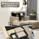 Poltrona Letto Singolo 100x98x88 cm 2 Cuscini e Vano Contenitore in Velluto Marrone Chiaro  