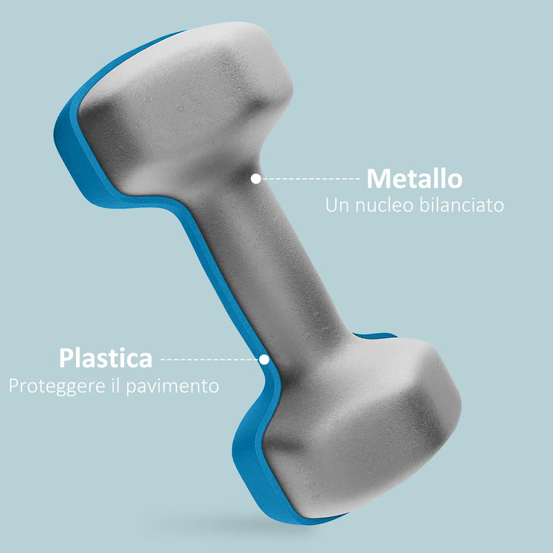 Set 2 Manubri Palestra 6 kg Pesi esagonali per Allenamento Azzurro
