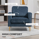 Poltrona da Salotto  con Gambe in Acciaio Dorate e Tasche Laterali 81x84x87 cm in Tessuto Blu