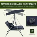 Dondolo da Giardino 3 Posti 198x118x168 cm Sedute Separate con Chaise Longue Blu Scuro   