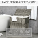 Cesto Portabiancheria 56,5x33x61 cm con Sacca rimovibile Grigio