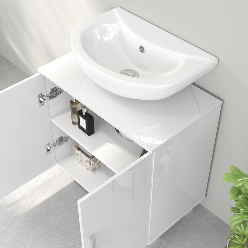 Mobile Sottolavabo da Bagno con Armadietto 2 Ante 60x35x60 cm in MDF Bianco 
