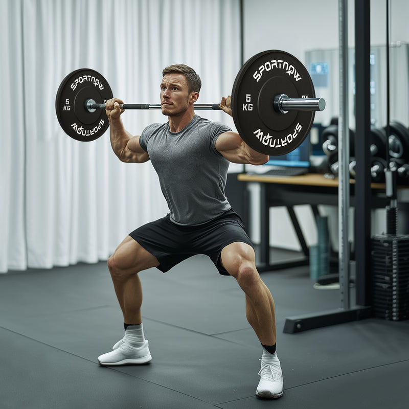 Set 2 Dischi Pesi da 5kg in Gomma con Foro da 2"/5 cm per Manubri e Bilancieri Nero    