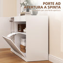 Credenza Mobile Basso Cucina  con Ante Ammortizzate e Apertura a Pressione 120x40x75 cm Bianco  