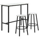 Set Tavolo con 2 Sgabelli in Truciolato MDF e Acciaio Bianco e Nero