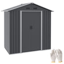 Casetta Box da Giardino con Doppia Porta Scorrevole 4 Prese d'Aria 194x110x184 cm in Acciaio Zincato Grigio 