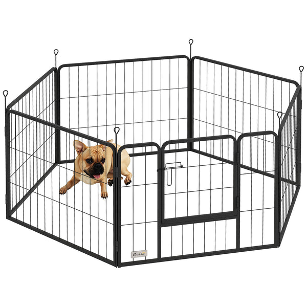Recinto per Cani a 6 Pannelli Modulabili da 80x1,5x60A cm con Porta di Ingresso in Acciaio Nero acquista
