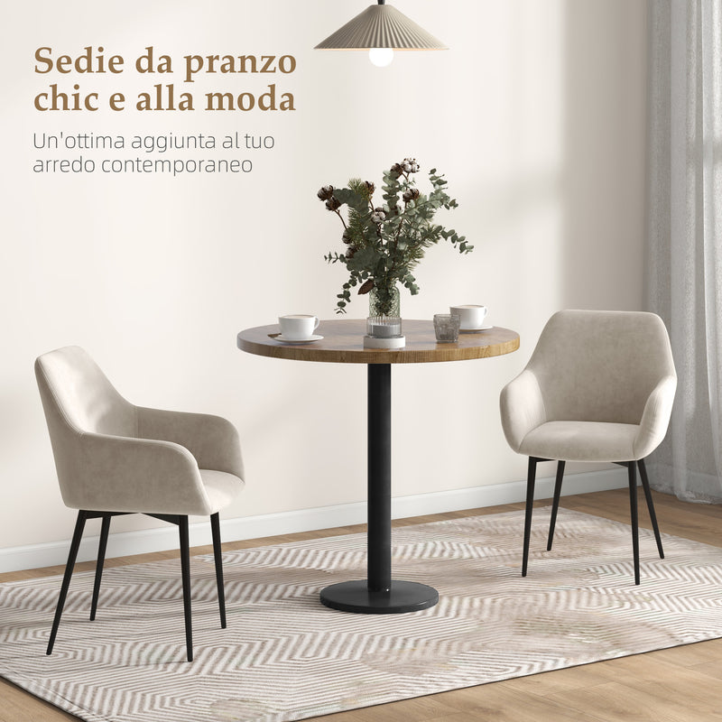 Set 2 Sedie Imbottite Stile Nordico 54x57x80 cm Tessuto Effetto Velluto Crema 