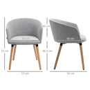 Sedia Moderna con Braccioli Imbottiti 57x56x72 cm in Tessuto Effetto Lino Grigio Chiaro 