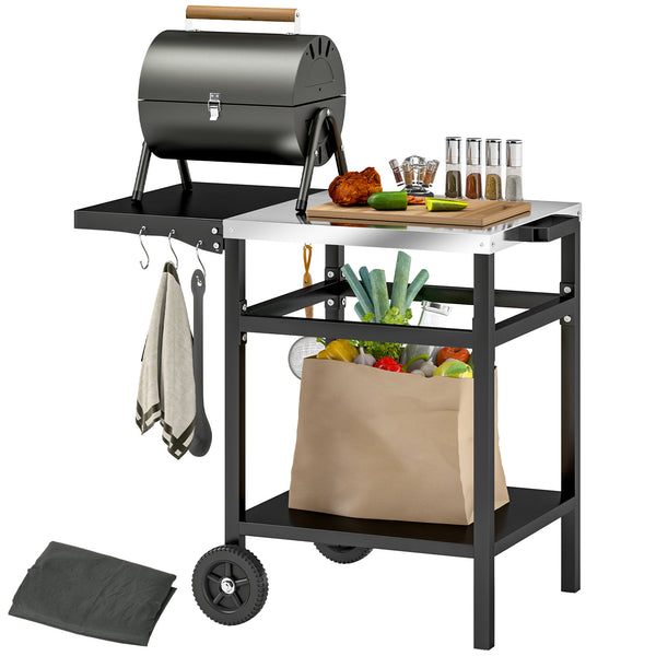online Carrello per Barbecue 91x58x76 cm con Piano in Acciaio Nero