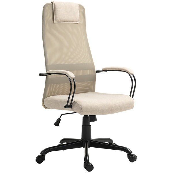 Sedia da Ufficio Ergonomica Girevole con Reclinazione Altezza Regolabile 58x61x115-125 cm Beige prezzo