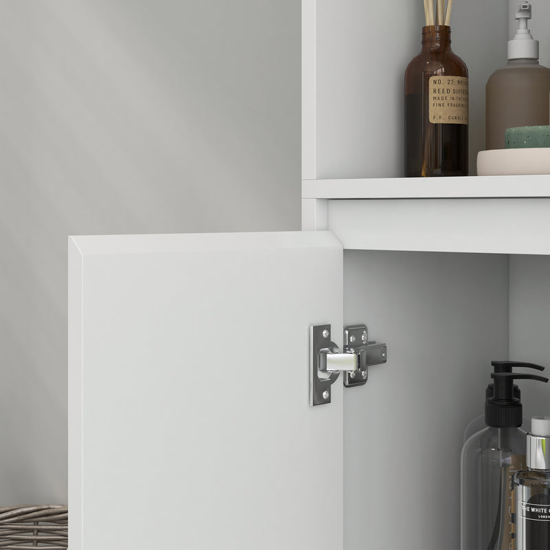 Mobile a Colonna Salvaspazio con Armadietto e 2 Mensole 30x30x160 cm Bianco 