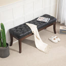 Panca Fondo Letto Imbottita con Design a Bottoni e Gambe Ricurve 120x38x46 cm in Pelle PU e Legno Nero