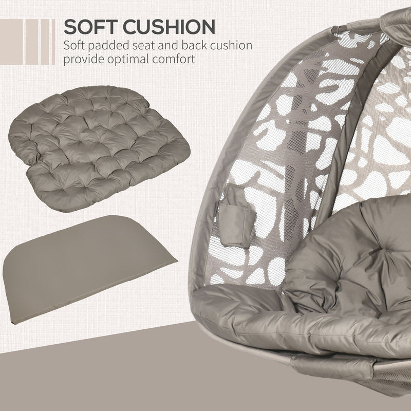 Amaca Dondolina 2 Posti da Giardino 130x103x172 cm in Acciaio e Poliestere Sabbia