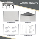 Gazebo da Giardino 326x326x272 cm Altezza Regolabile e Zanzariere Grigio Chiaro e Scuro   