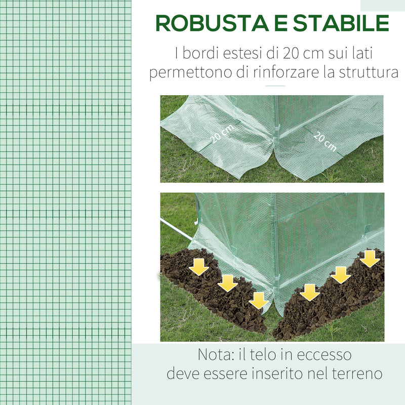 Telo di Ricambio per Serra da Giardino 3x2x2 m con 6 Finestre e Porta Avvolgibile Verde
